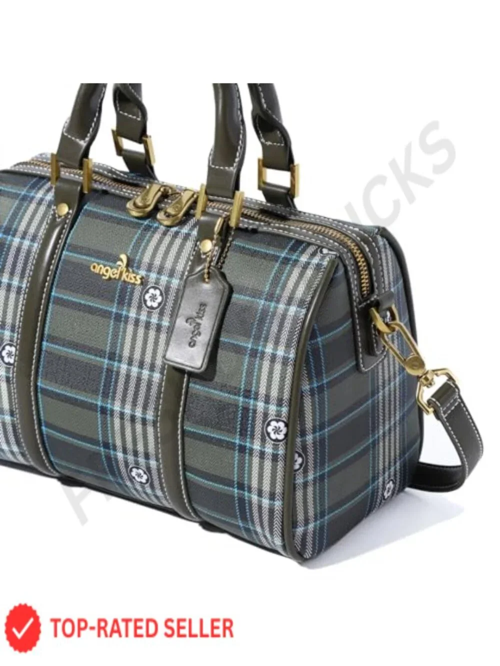 Vegan Leather Barrel Satchel Purse Top Handle Crossbody Bag